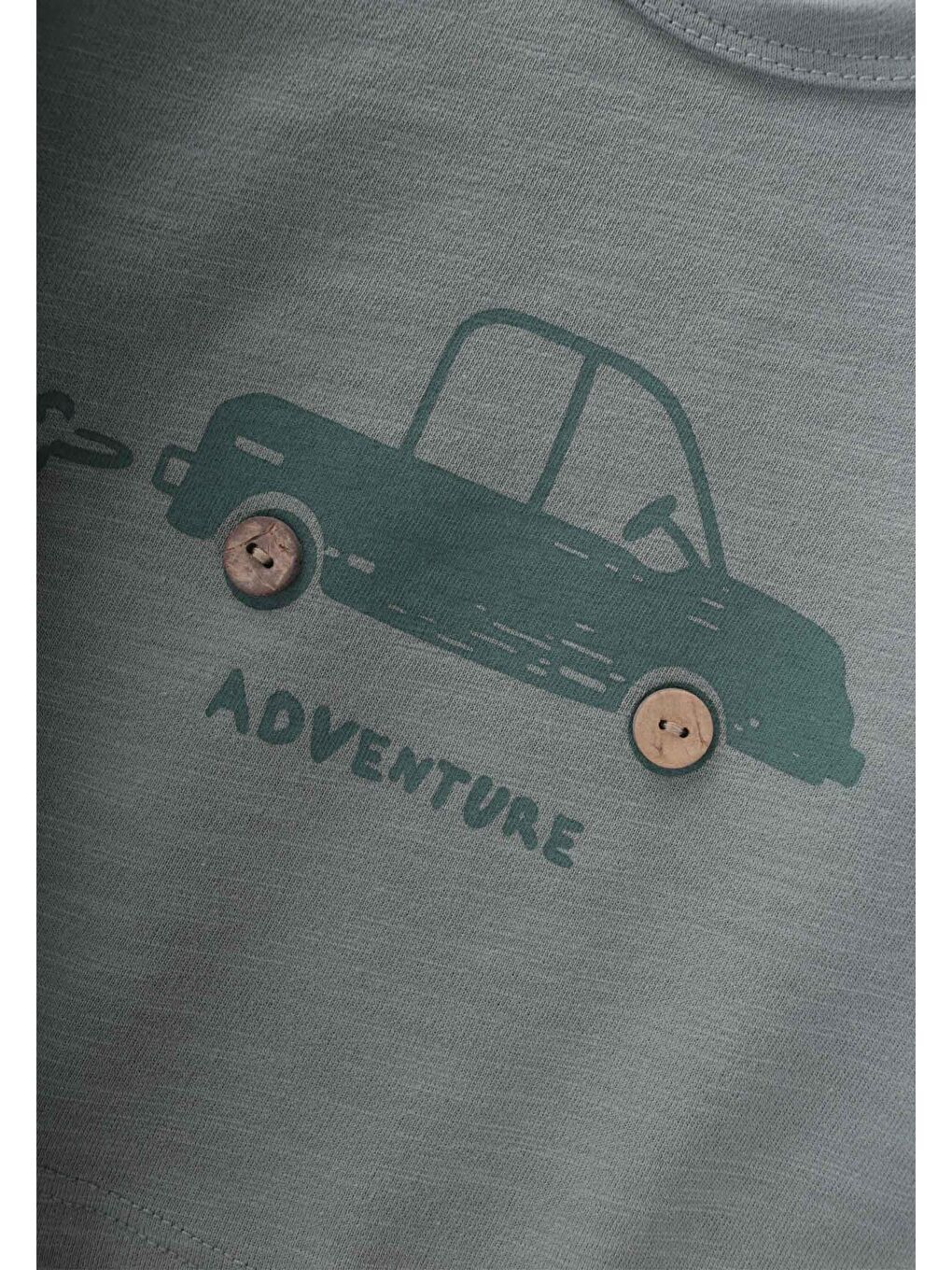 CİGİT Çağla Yeşili Adventure Baskılı Erkek Bebek  Sweatshirt 0-5 Yaş Çağla Yeşili - 2