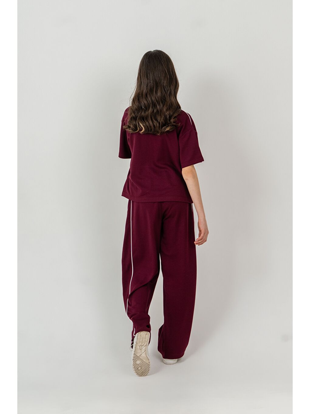 Kırmızı Pretty Nakışlı Üst Omuz Biyeli Alt Sağ Sol Biyeli Sol Bacak Nakışlı Kız Çocuk Alt Üst Eşofman Takımı-3