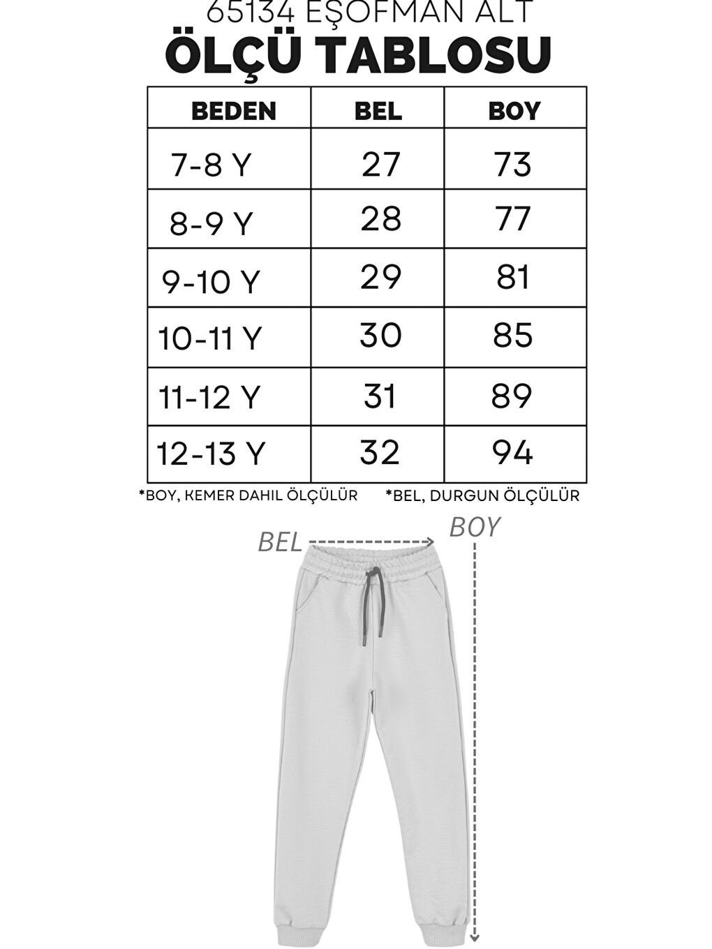 Bi&Em Smile Kız Çocuk Mercan Beli Lastikli 7-13 Yaş Jogger Eşofman Alt - 65134-6 - 4