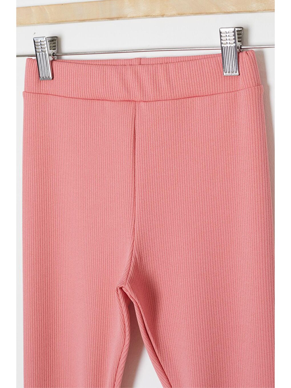 Pembe Somon Papatya Nakışlı Fitilli Kız Çocuk Yırtmaçlı Tayt 18143-1