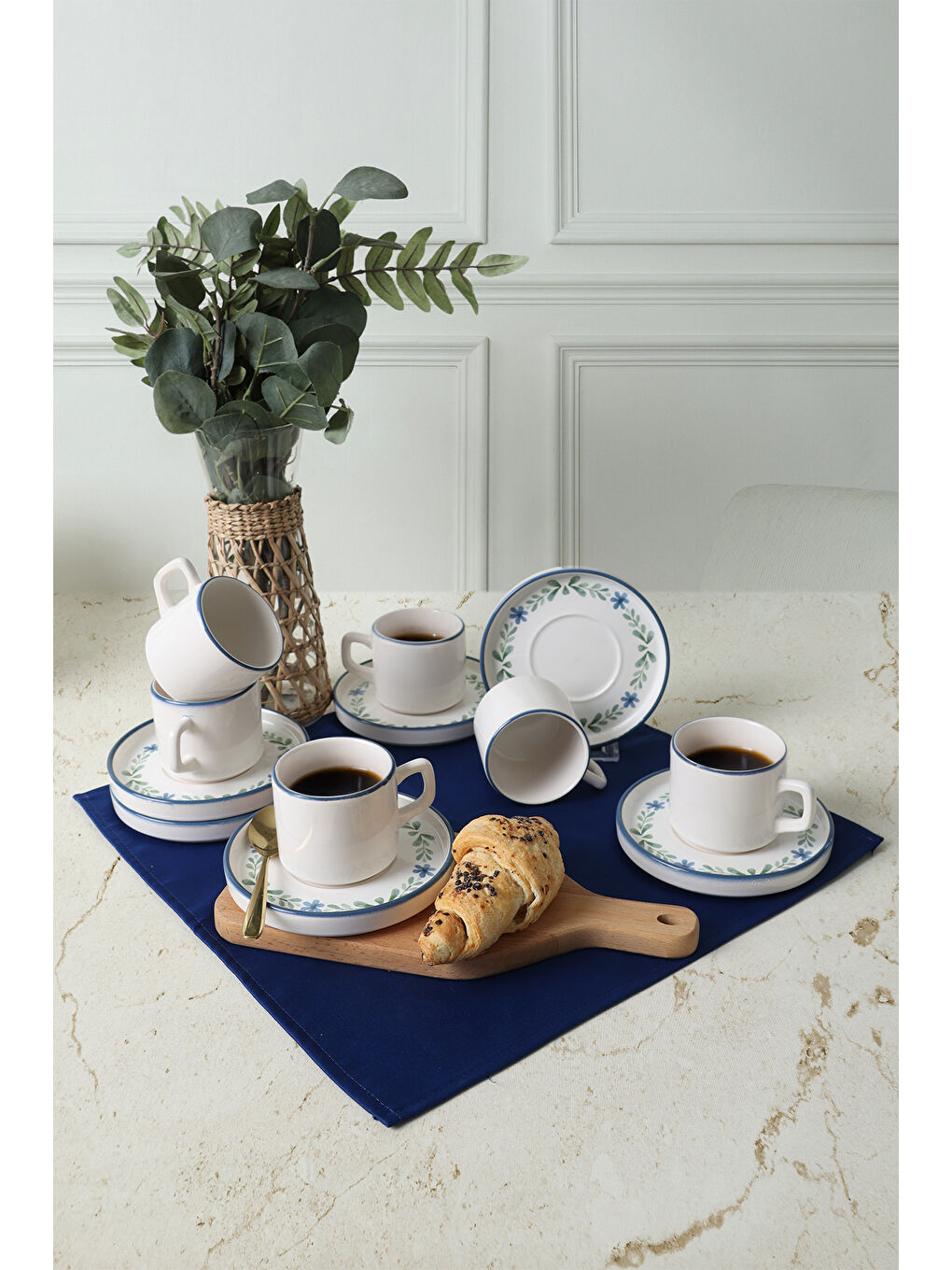 Karışık Daphne Stackable Çay Takımı 12 Parça 6 Kişilik