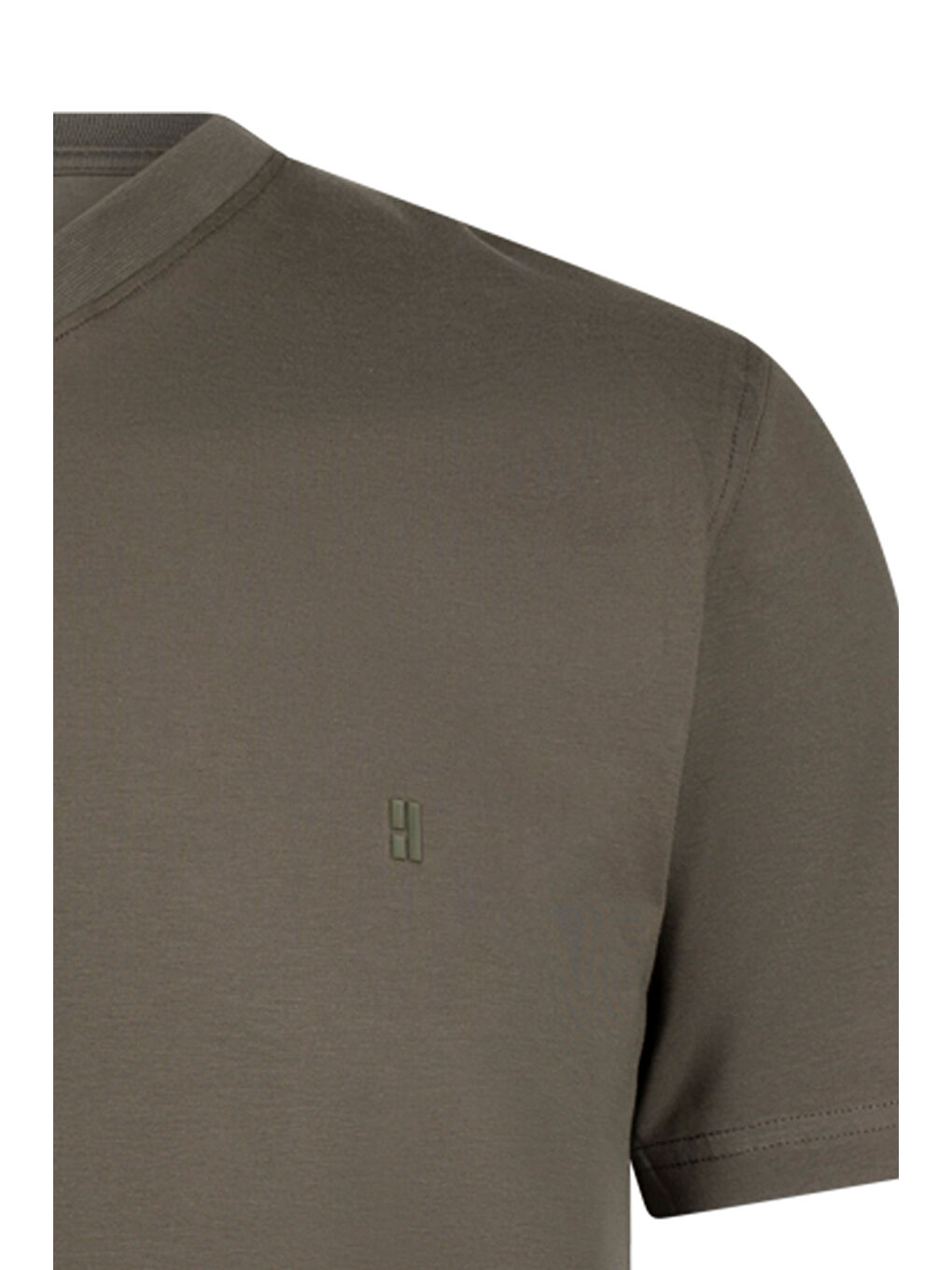 Haki Regular Fit Bisiklet Yaka Pamuklu Tişört-2