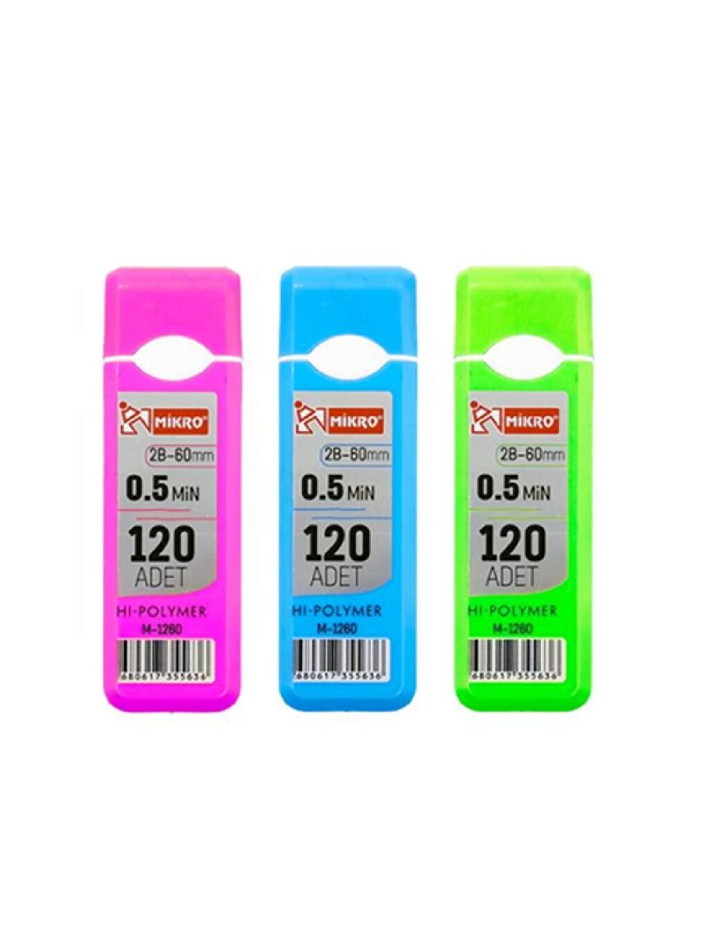 M-1260 Hi Polymer 60 mm 2B 0.5 Kalem Ucu 120 Li 3 Tüp