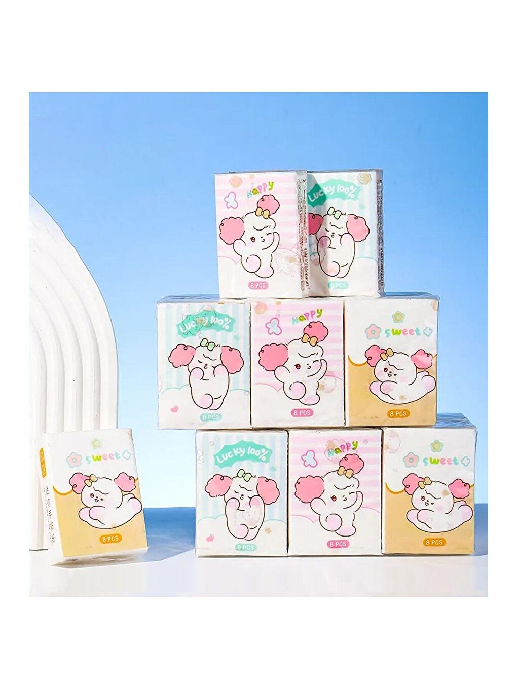 Seviml Köpek Figürlü Mini Cep Mendili 9 lu Set-2