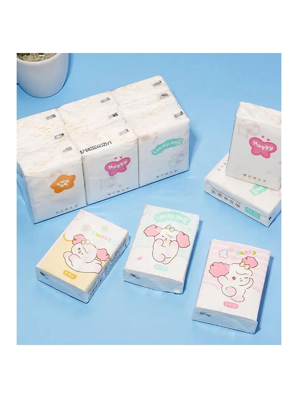 Seviml Köpek Figürlü Mini Cep Mendili 9 lu Set-3