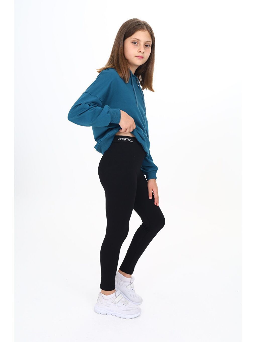 Petrol Kız Çocuk Baskılı Taytlı Takım-2