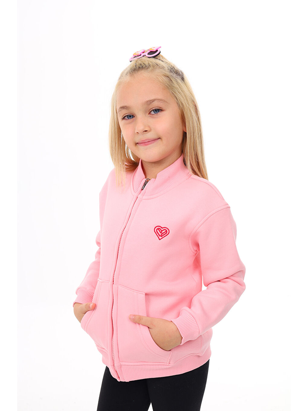 Pembe Kız Çocuk Nakışlı Hırka