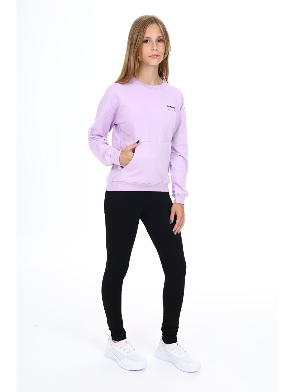 Lila Kız Çocuk Baskılı Taytlı Takım-2