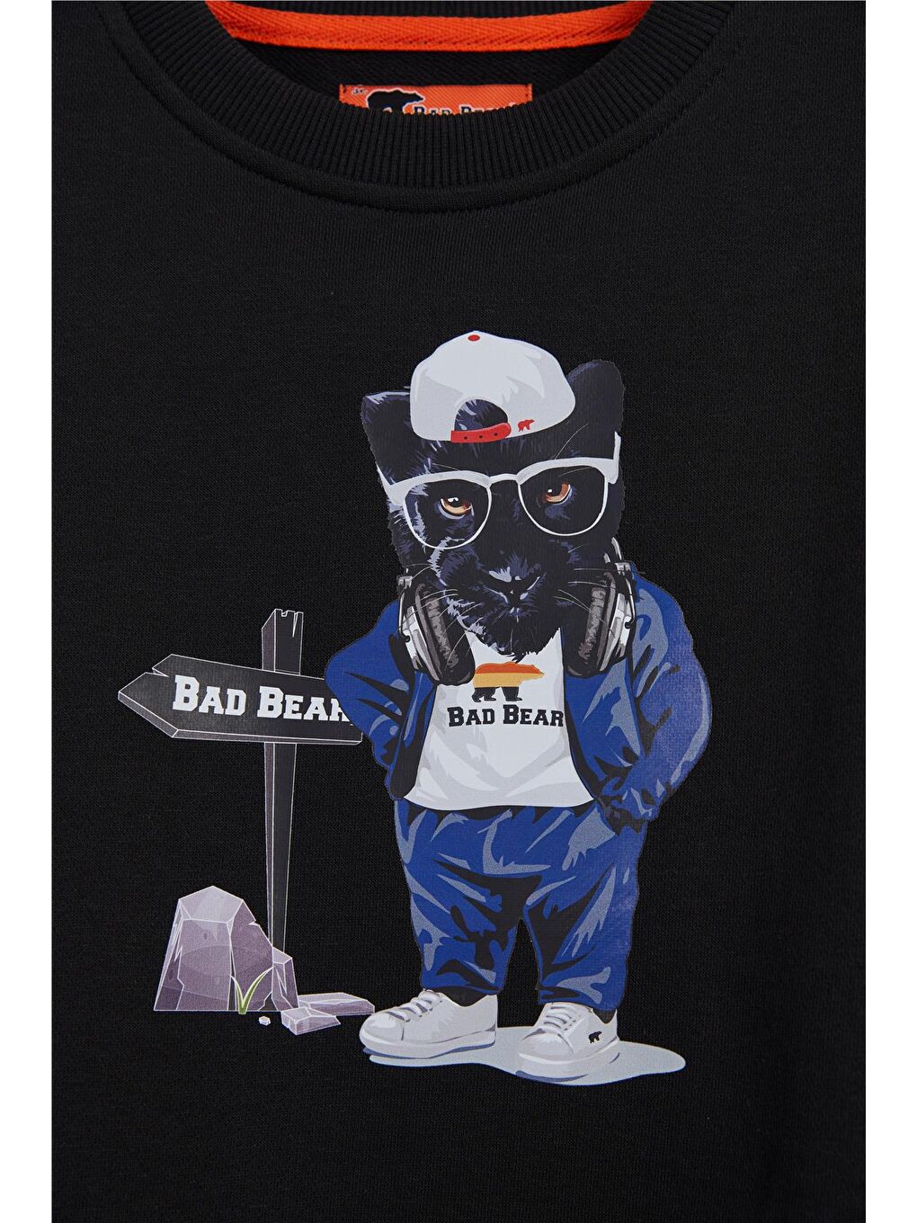 Bad Bear Siyah Panther Siyah Çocuk Sweatshirt - 1