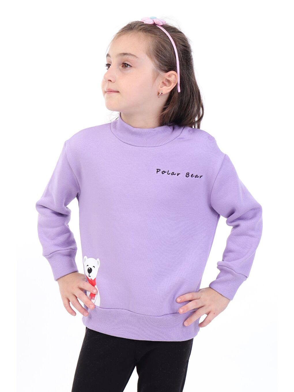 Toontoykids Lila Kız Bebek Baskılı Sweatshirt