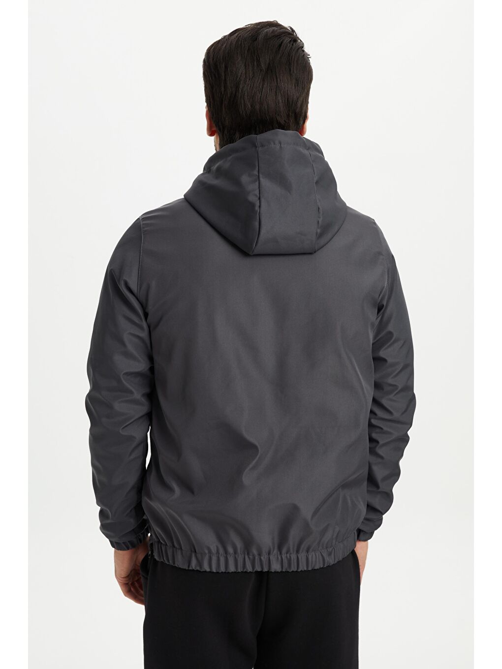 Antrasit Erkek Baskılı İçi Kapitone Dolumlu Elyaflı Anorak Mont AN-300-5