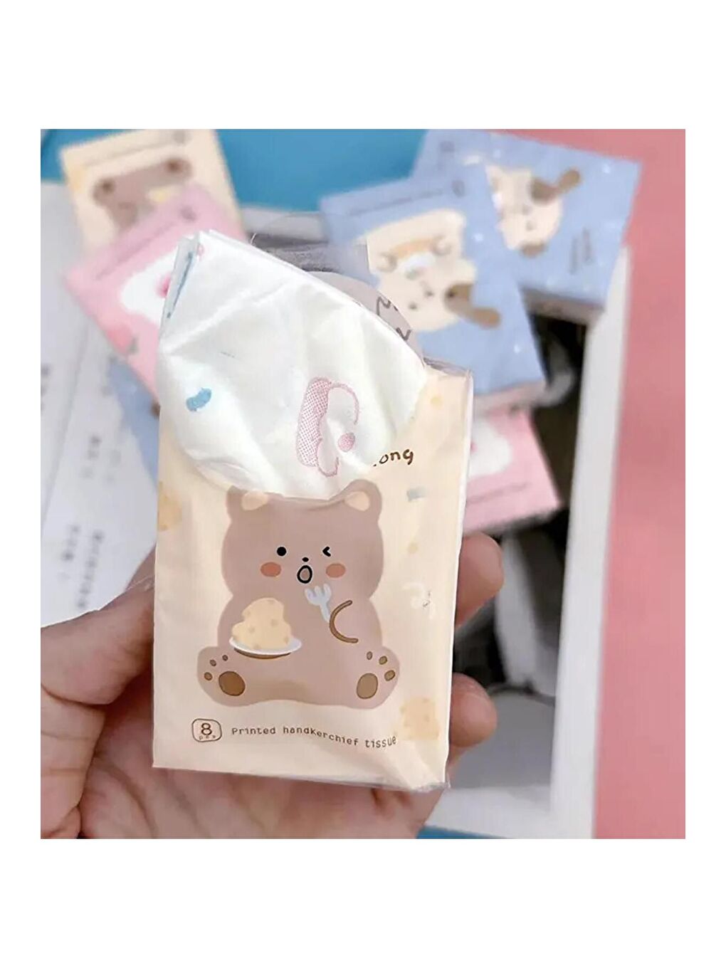 Tavşan Köpek Ayı Figürlü Mini Cep Mendili 9 lu Set-2