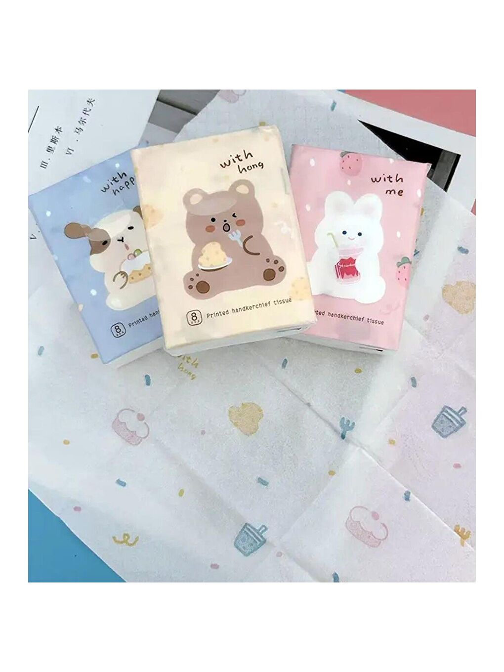 Tavşan Köpek Ayı Figürlü Mini Cep Mendili 9 lu Set-4