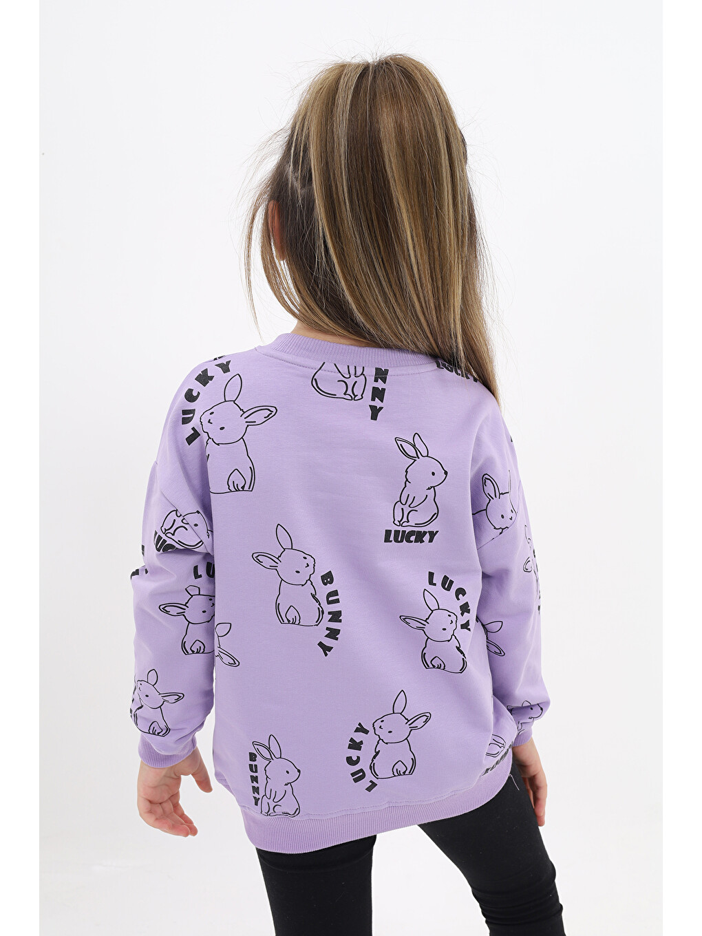 Lila Kız Çocuk Baskılı Sweatshirt-2