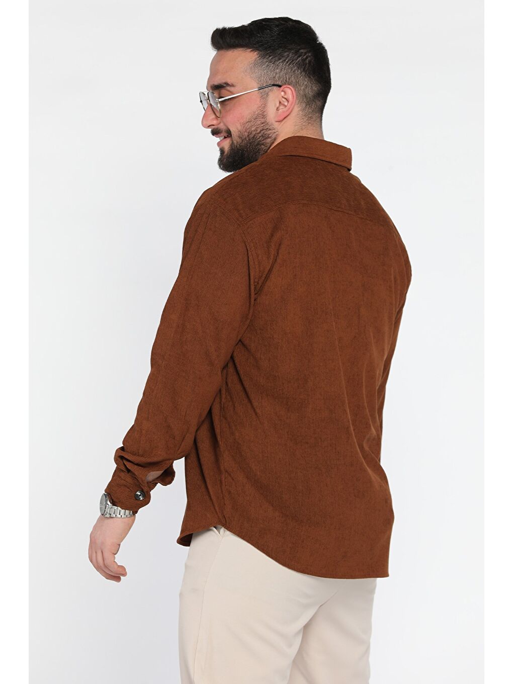 Kahverengi Erkek Uzun Kol Gömlek-2