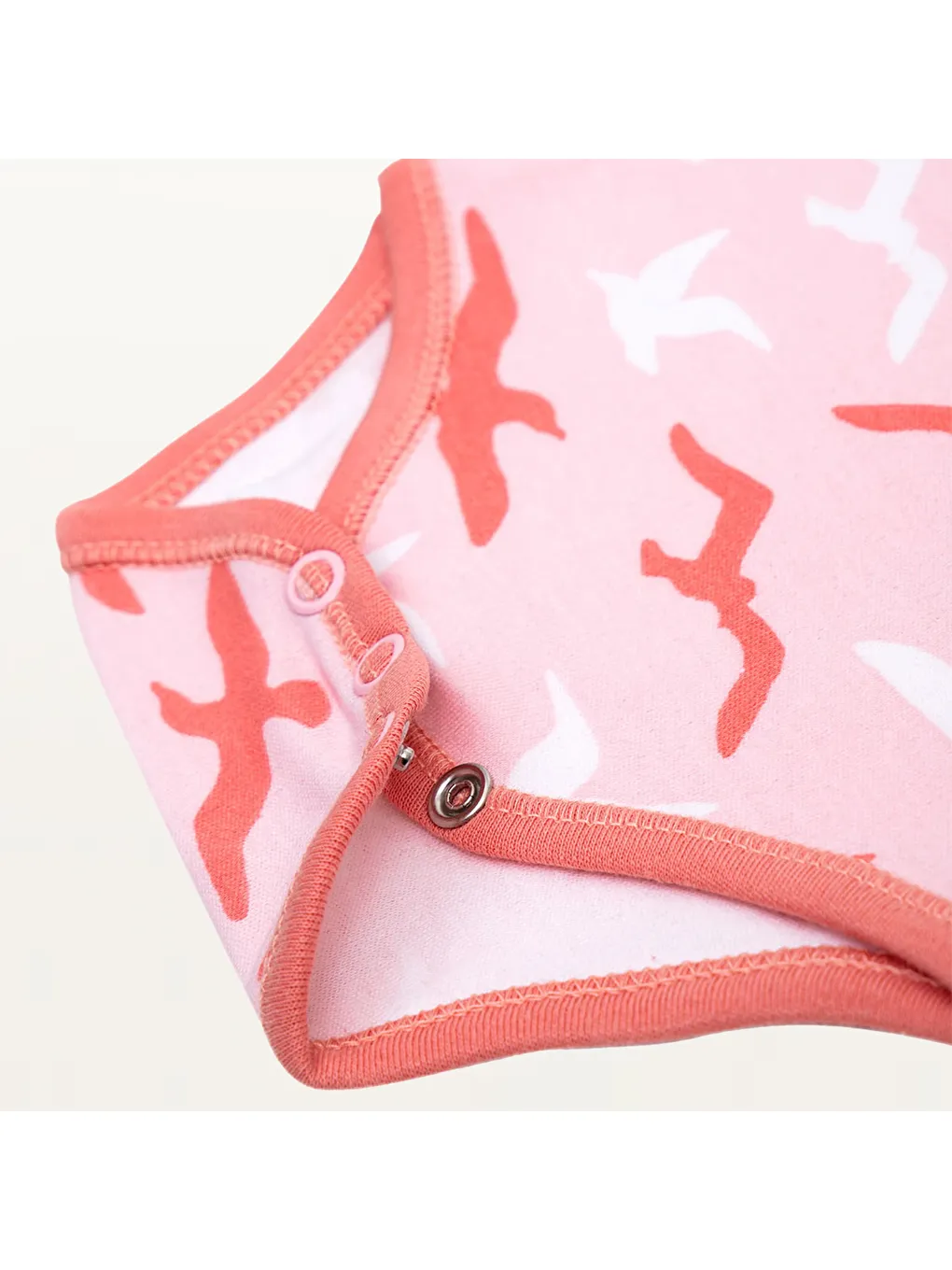 Pembe Turna 2'li Bebek Zıbın Uzun Kollu Organik Beyaz-Somon-6