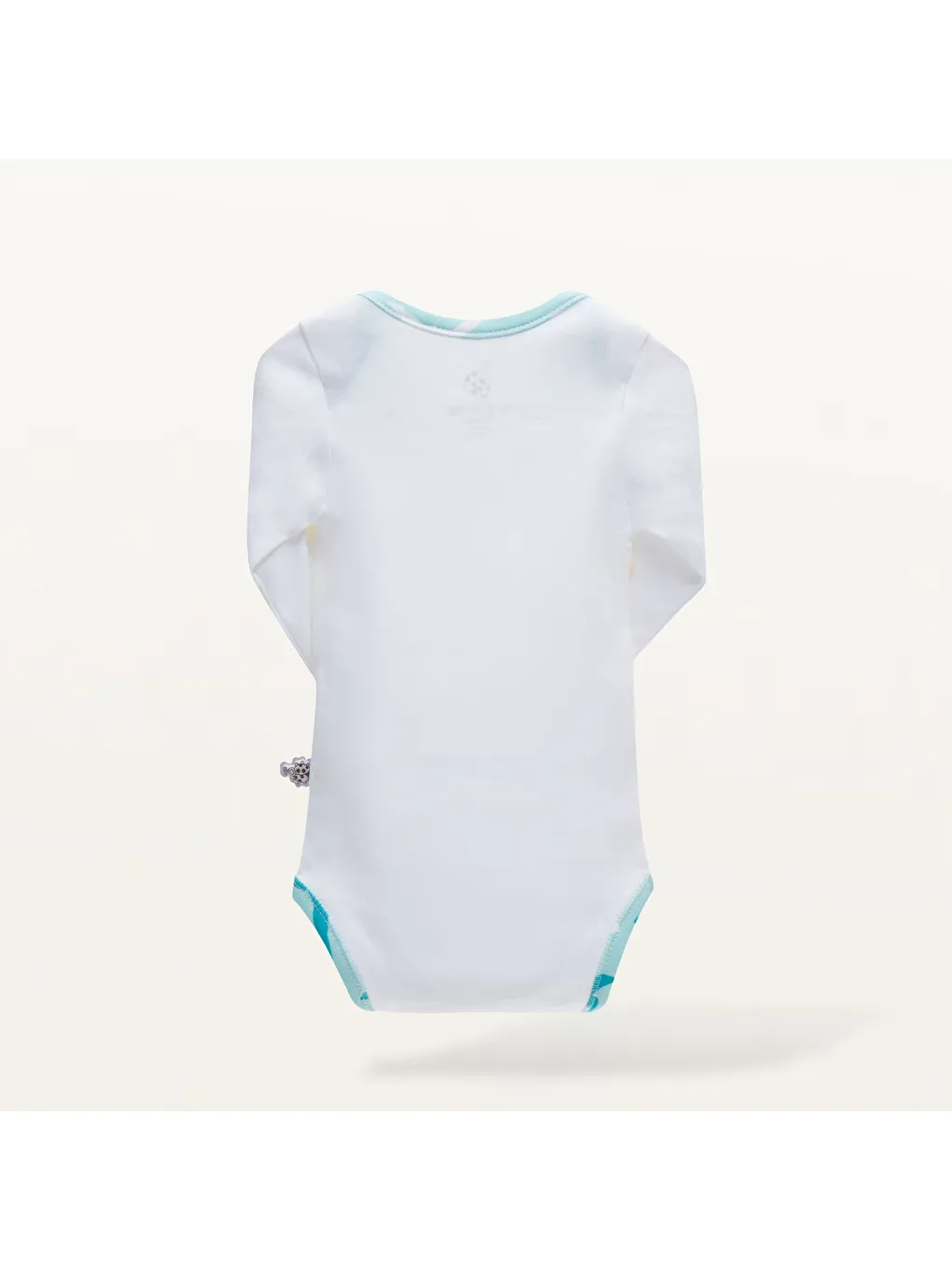 Turna 2'li Bebek Zıbın Uzun Kollu Organik Beyaz-Turkuaz-1