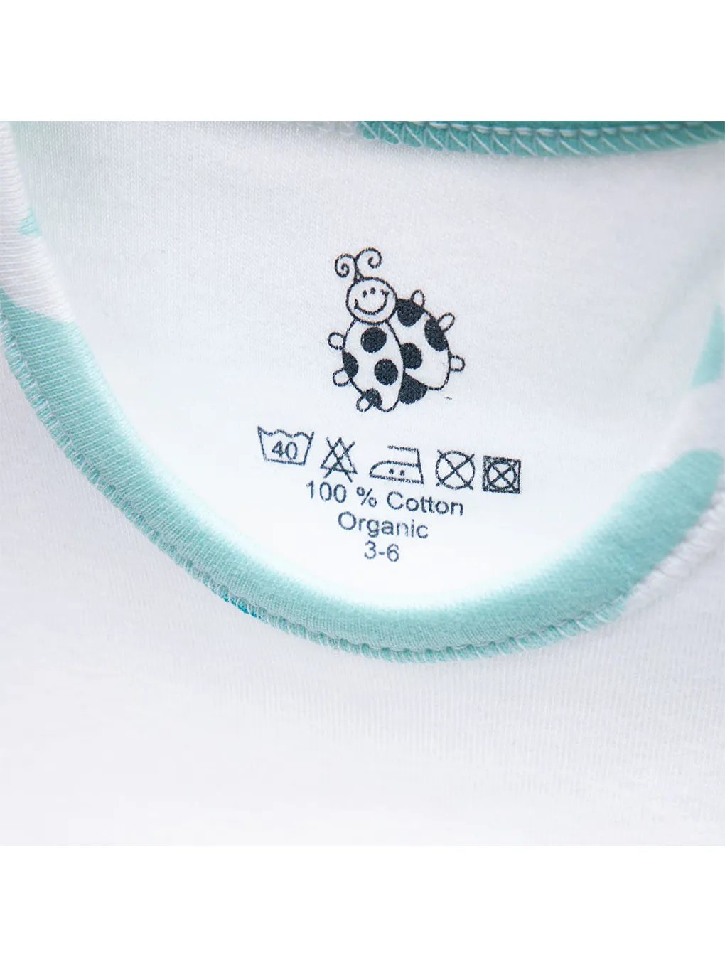 Turna 2'li Bebek Zıbın Uzun Kollu Organik Beyaz-Turkuaz-7