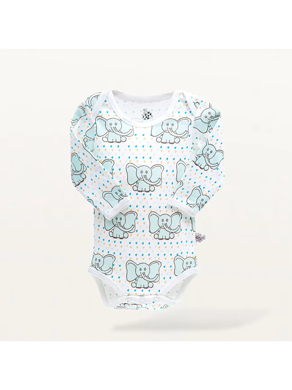 Borneo 2'li Bebek Zıbın Uzun Kollu Organik Beyaz-Mint-1