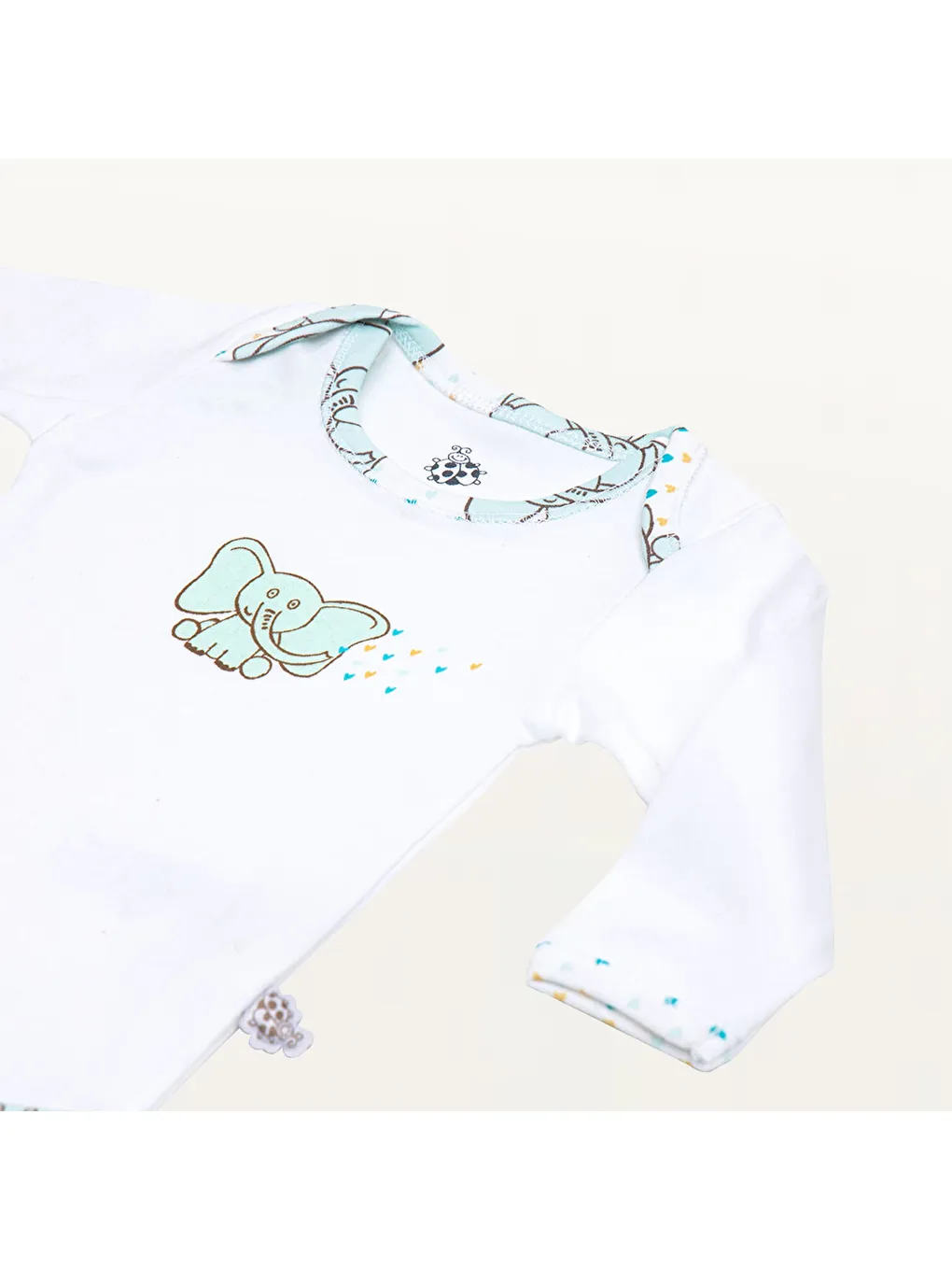 Borneo 2'li Bebek Zıbın Uzun Kollu Organik Beyaz-Mint-4