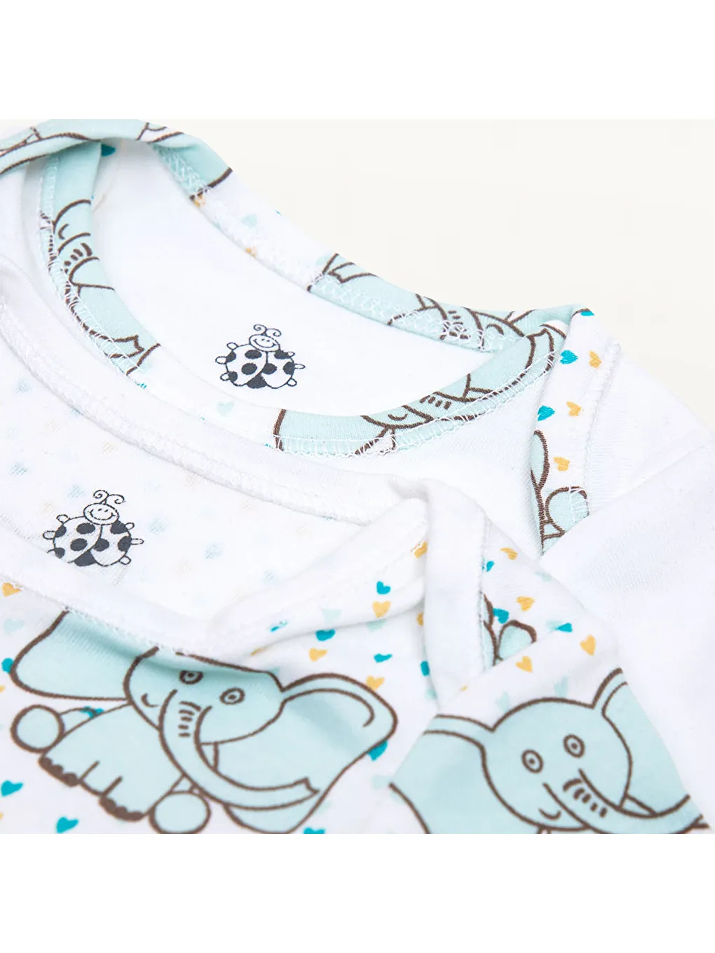 Borneo 2'li Bebek Zıbın Uzun Kollu Organik Beyaz-Mint-8