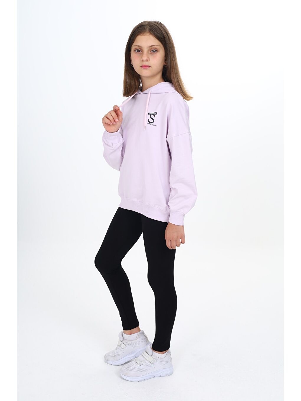 Lila Kız Çocuk Baskılı Taytlı Takım