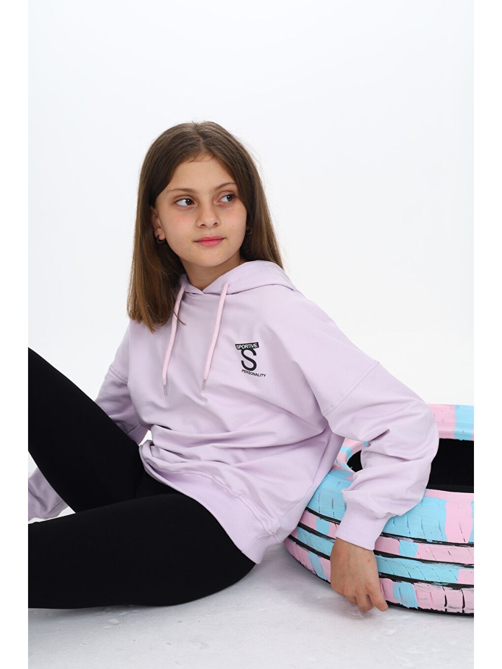 Lila Kız Çocuk Baskılı Taytlı Takım-2