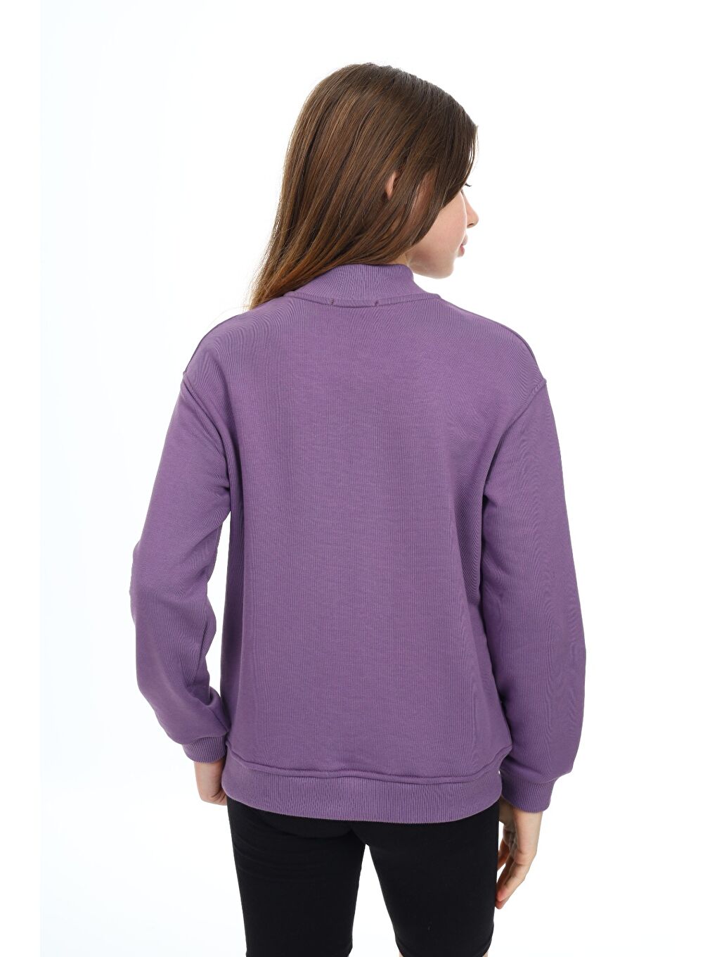 Mor Kız Çocuk Nakışlı Hırka-2