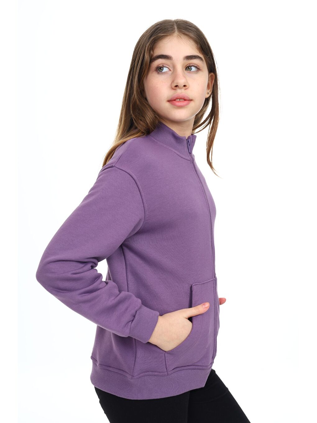 Mor Kız Çocuk Nakışlı Hırka-3