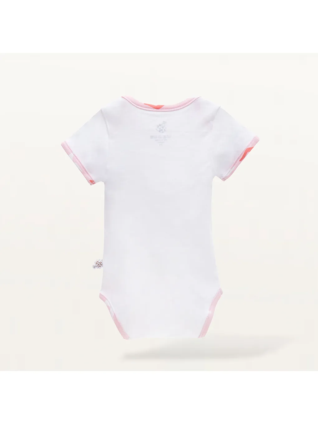 Pembe Turna 2'li Bebek Zıbın Kısa Kollu Organik Beyaz-Somon-2