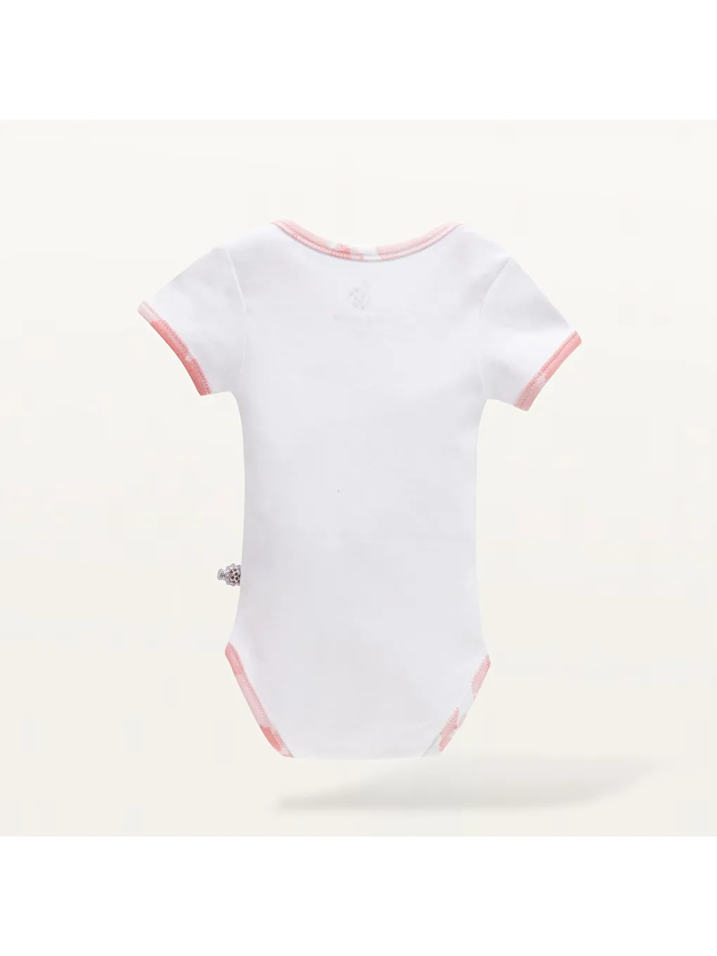 Pembe Rosa 2'li Bebek Zıbın Kısa Kollu Organik Beyaz-Somon-1