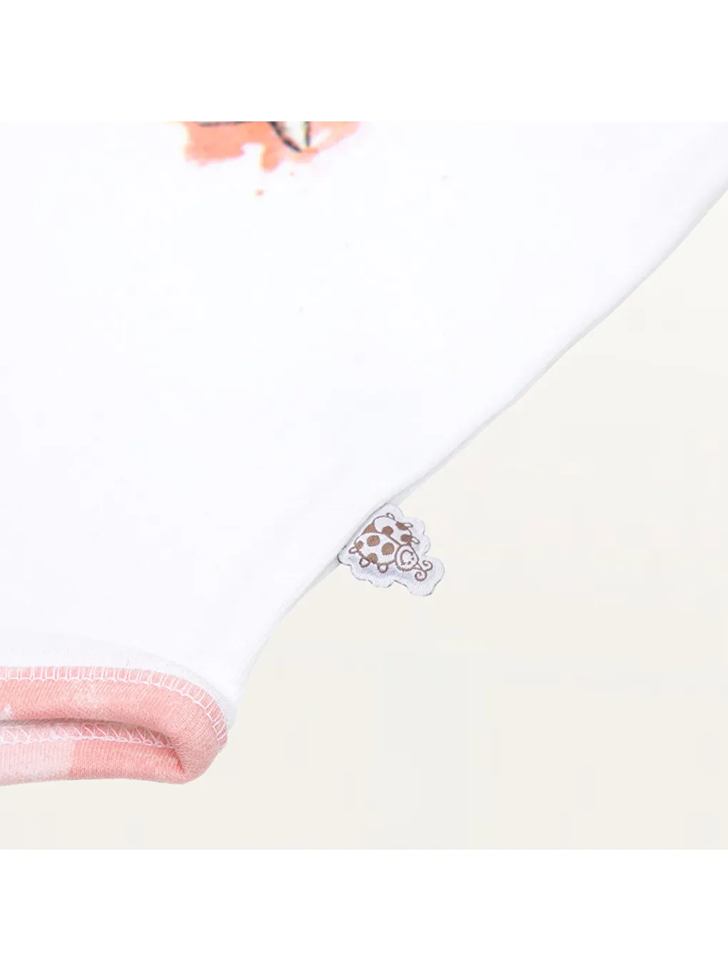 Pembe Rosa 2'li Bebek Zıbın Kısa Kollu Organik Beyaz-Somon-4