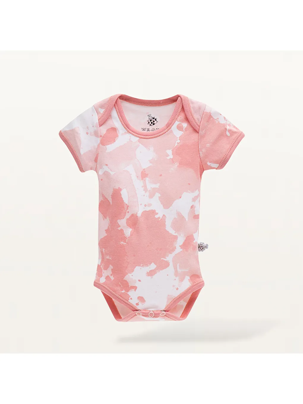 Pembe Rosa 2'li Bebek Zıbın Kısa Kollu Organik Beyaz-Somon-6