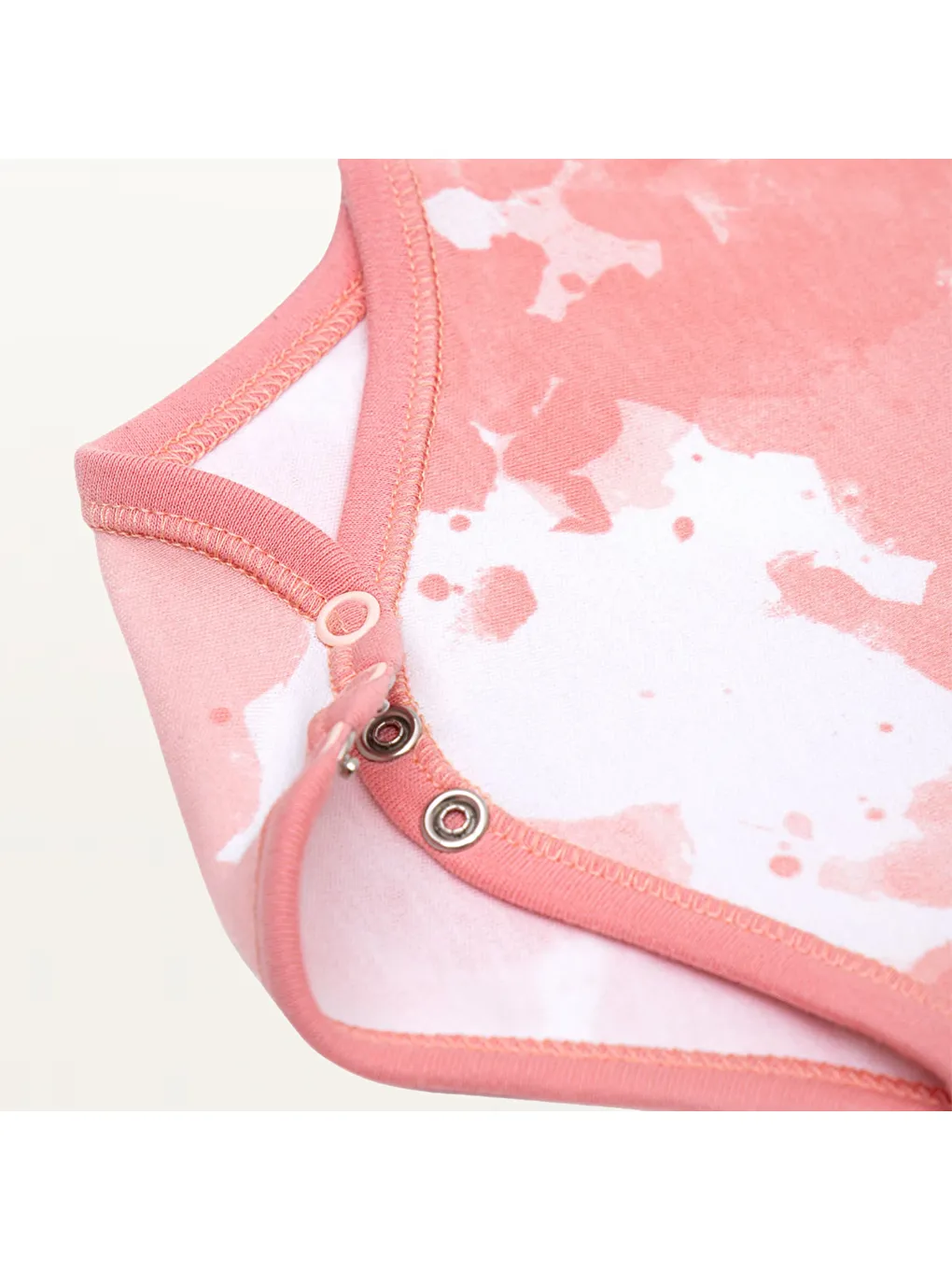 Pembe Rosa 2'li Bebek Zıbın Kısa Kollu Organik Beyaz-Somon-7