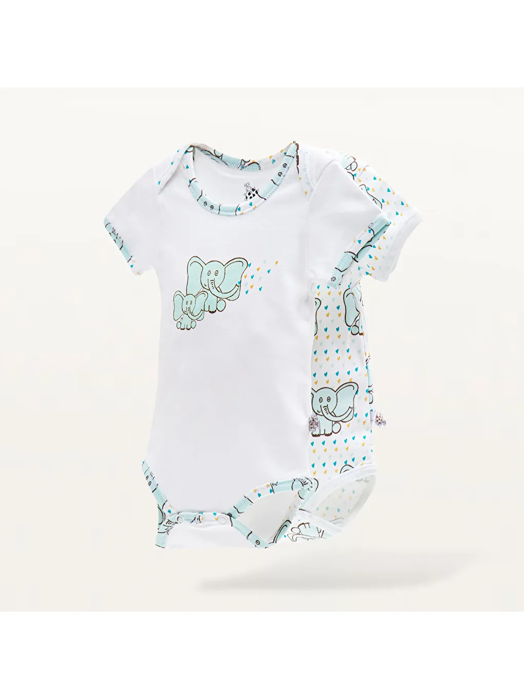 Borneo 2'li Bebek Zıbın Kısa Kollu Organik Beyaz-Mint