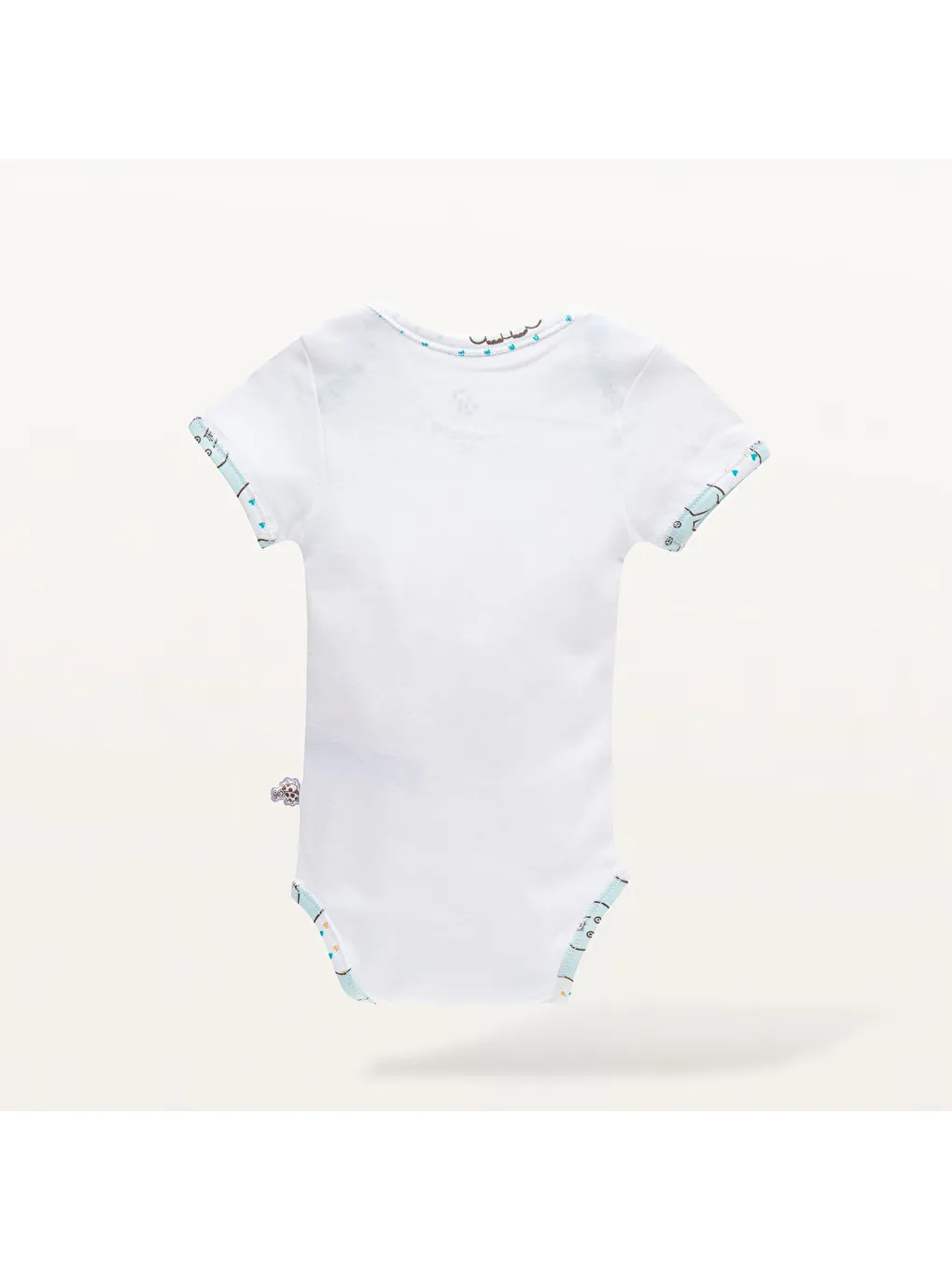 Borneo 2'li Bebek Zıbın Kısa Kollu Organik Beyaz-Mint-1