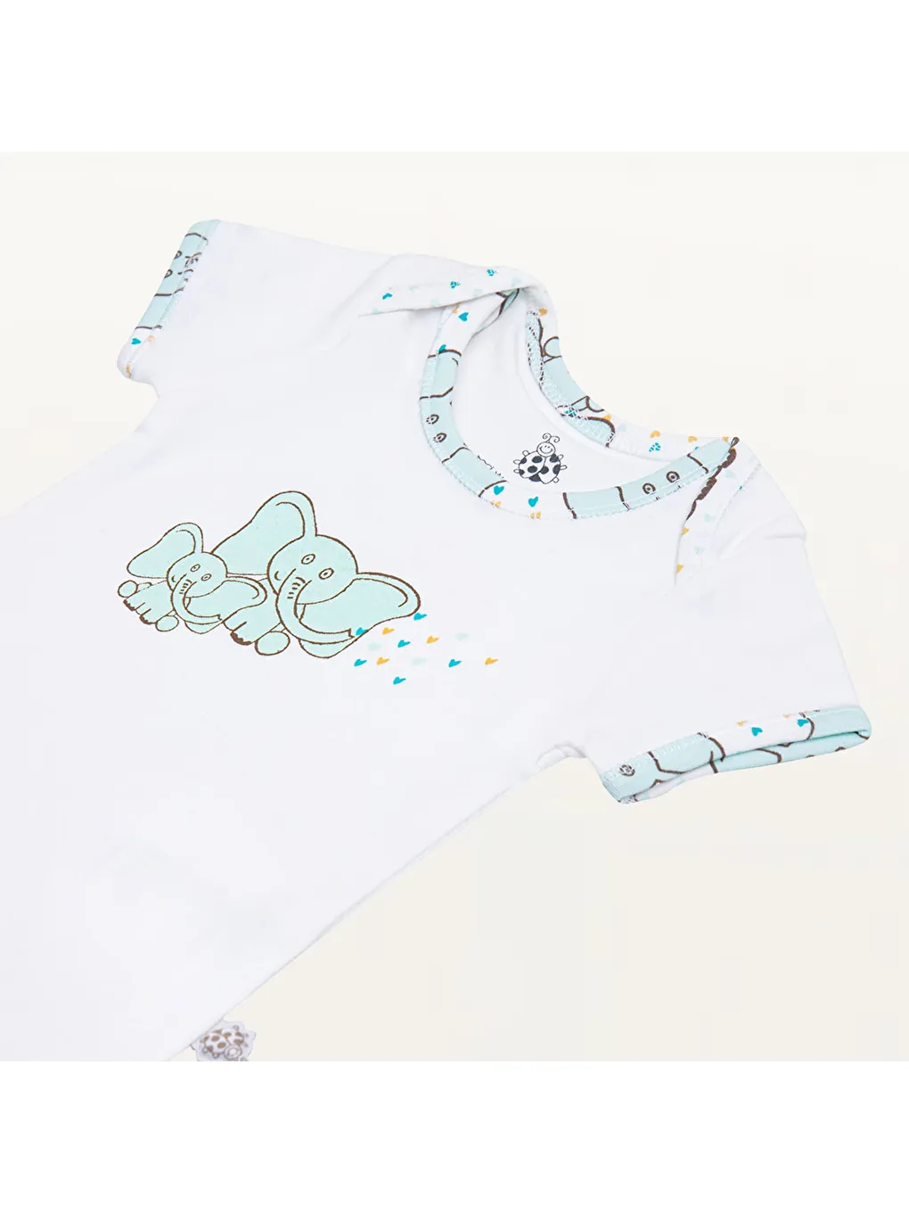 Borneo 2'li Bebek Zıbın Kısa Kollu Organik Beyaz-Mint-2