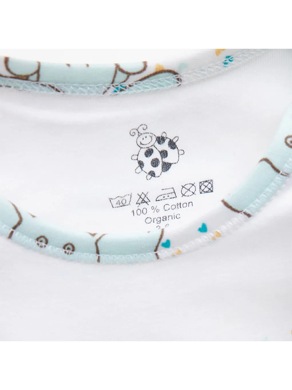 Borneo 2'li Bebek Zıbın Kısa Kollu Organik Beyaz-Mint-5