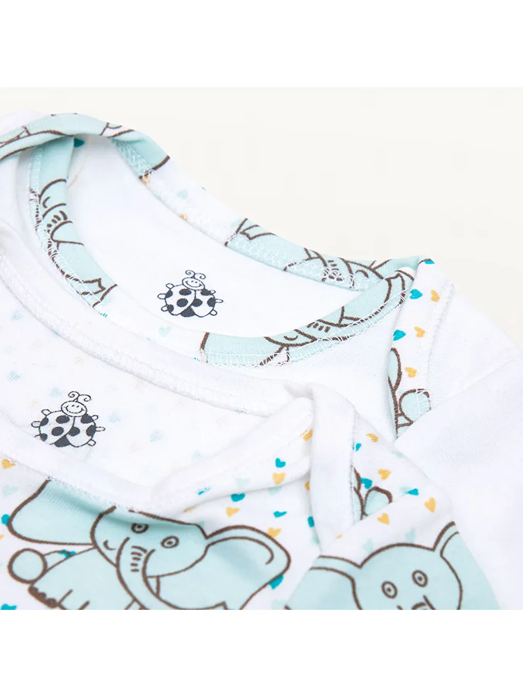 Borneo 2'li Bebek Zıbın Kısa Kollu Organik Beyaz-Mint-6
