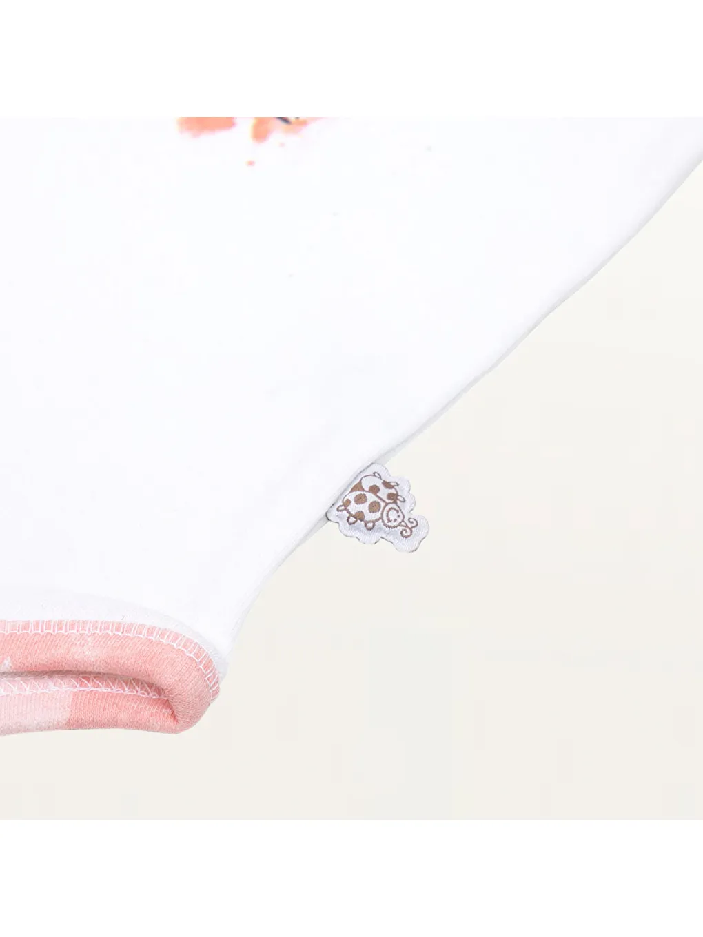 Pembe Rosa 2'li Kız Bebek Zıbın Kolsuz Organik Beyaz-Somon-3