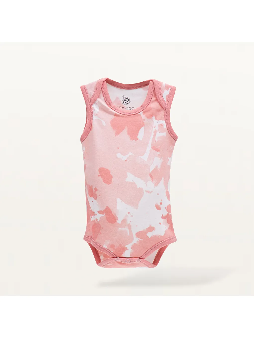 Pembe Rosa 2'li Kız Bebek Zıbın Kolsuz Organik Beyaz-Somon-4