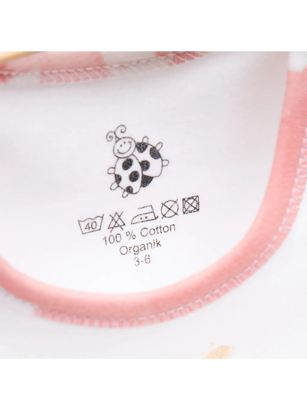 Pembe Rosa 2'li Kız Bebek Zıbın Kolsuz Organik Beyaz-Somon-5