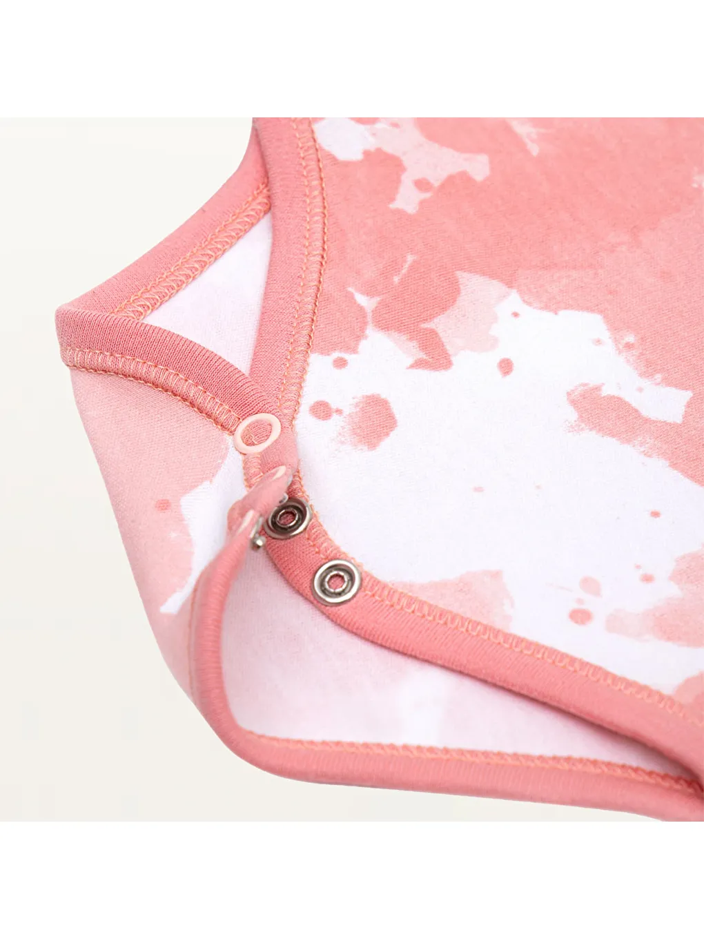 Pembe Rosa 2'li Kız Bebek Zıbın Kolsuz Organik Beyaz-Somon-7