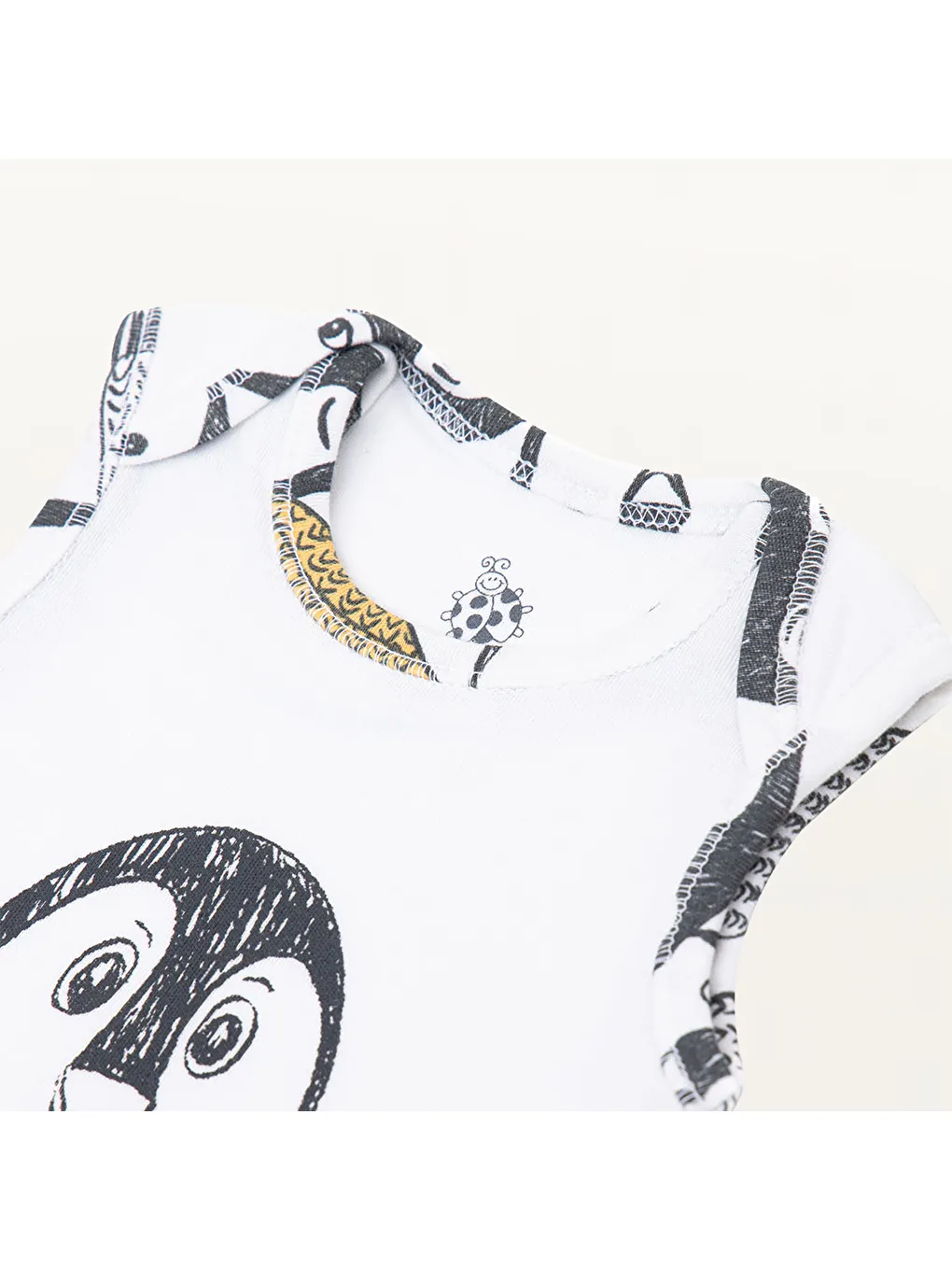 Pingu 2'li Bebek Zıbın Kolsuz Organik Beyaz-Antrasit-5