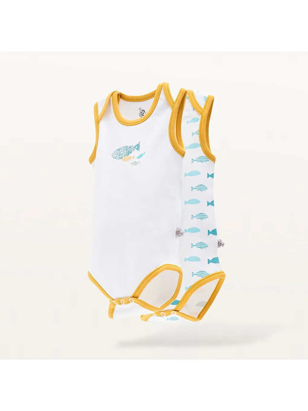 Ecocotton Sari Dodo 2'li Bebek Zıbın Kolsuz Organik Beyaz-Sarı