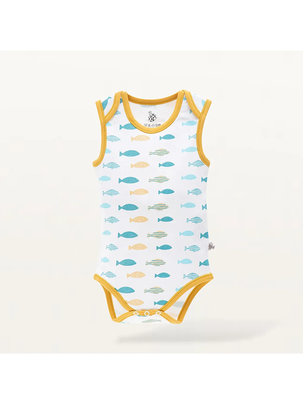 Ecocotton Sari Dodo 2'li Bebek Zıbın Kolsuz Organik Beyaz-Sarı - 1