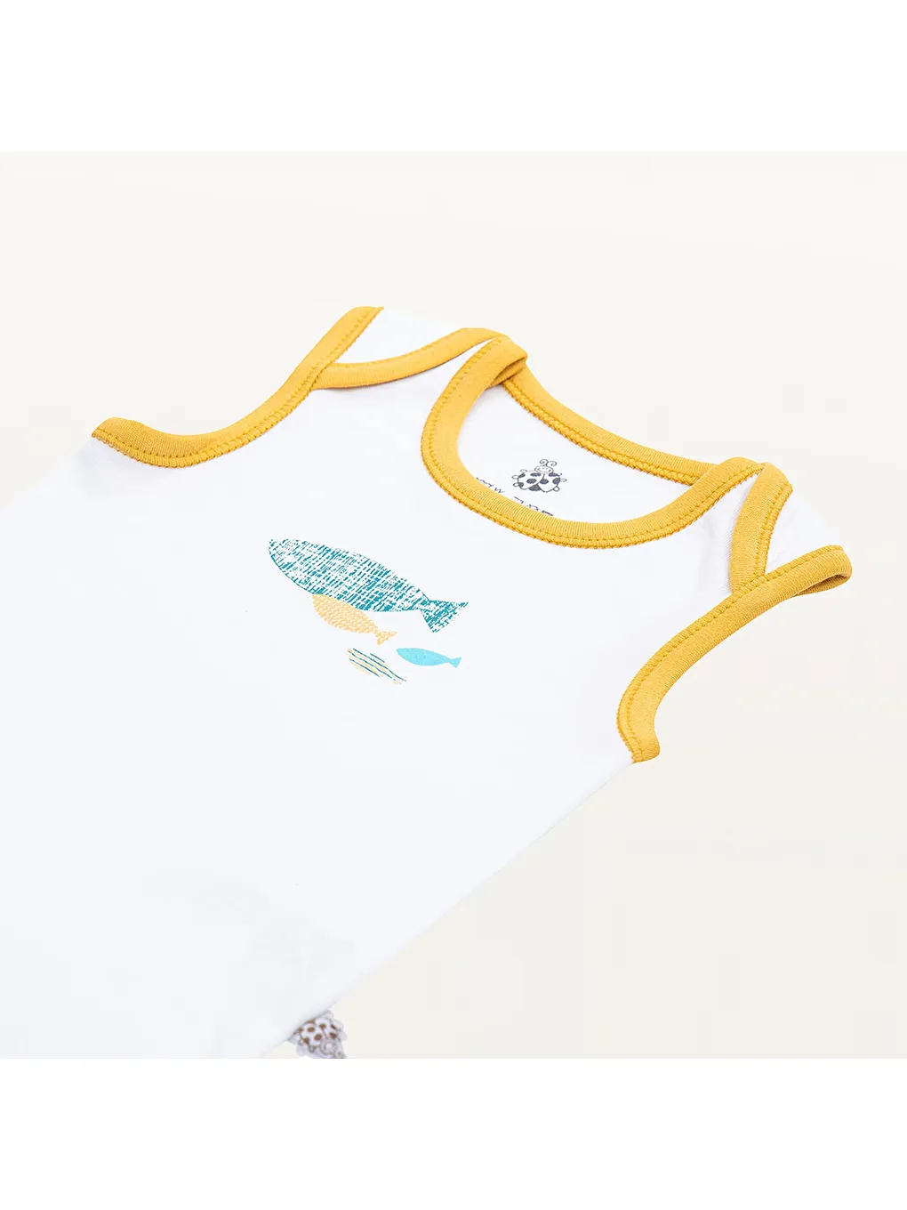 Ecocotton Sari Dodo 2'li Bebek Zıbın Kolsuz Organik Beyaz-Sarı - 4