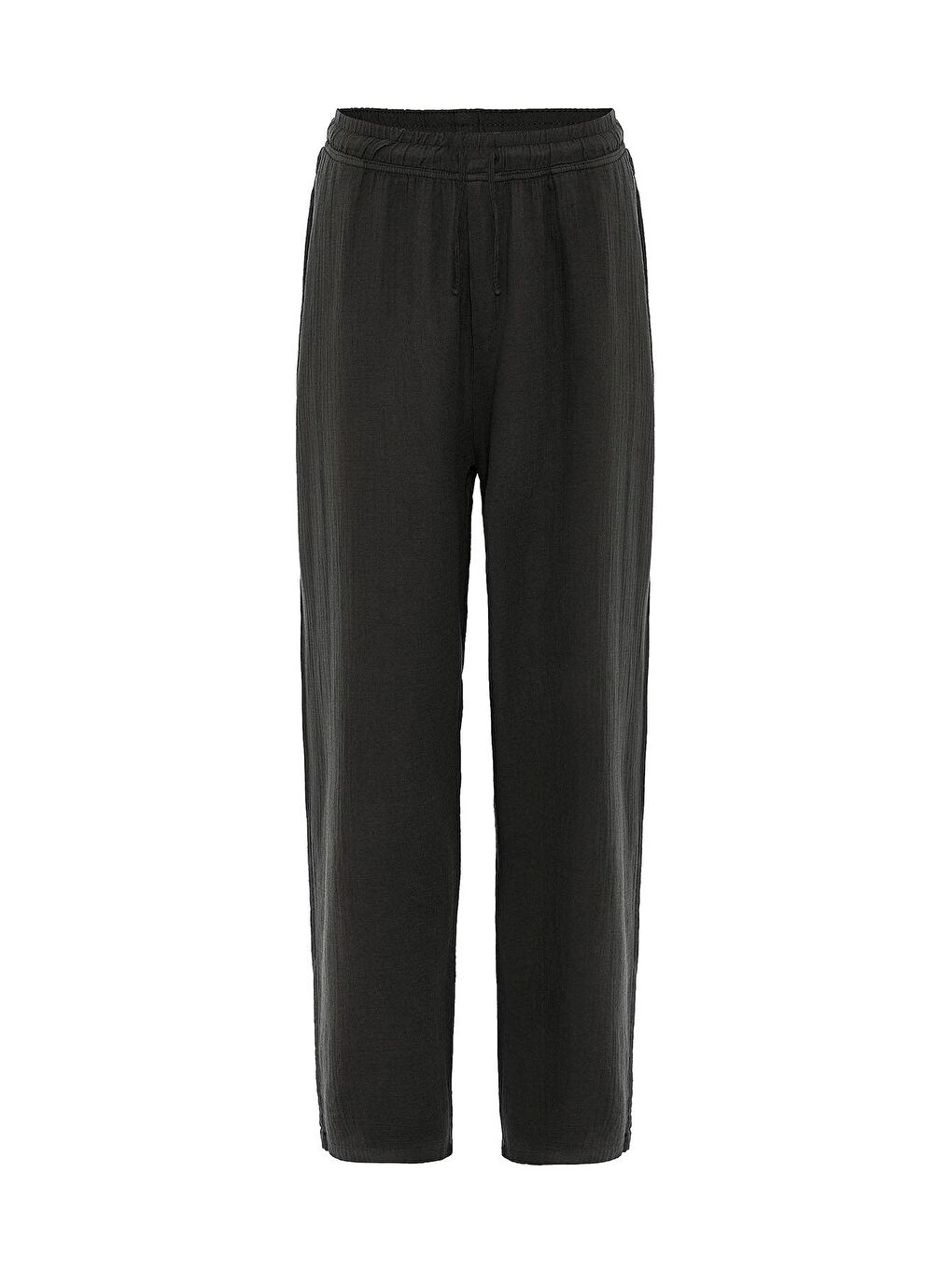 Baggy Fit Müslin Keten Pantolon Antrasit-5