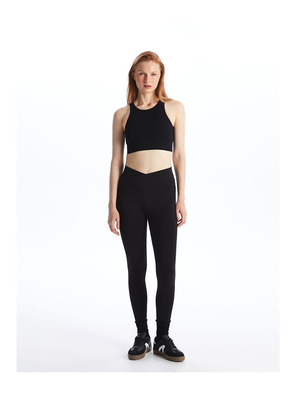 Siyah Toparlayıcı Çapraz Yüksek Bel Tayt