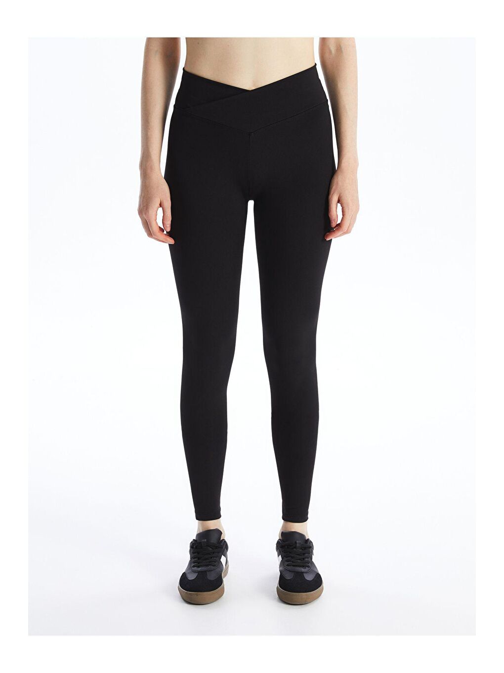 Siyah Toparlayıcı Çapraz Yüksek Bel Tayt-1